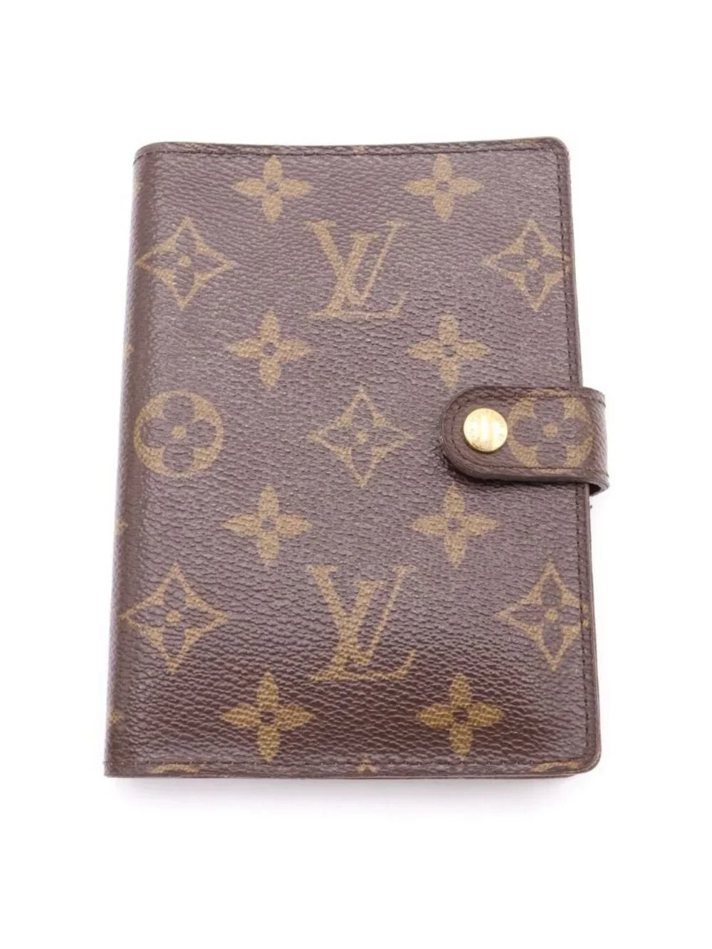 Louis Vuitton Monogram Agenda PM Binder Notebook Cover Brown Gold